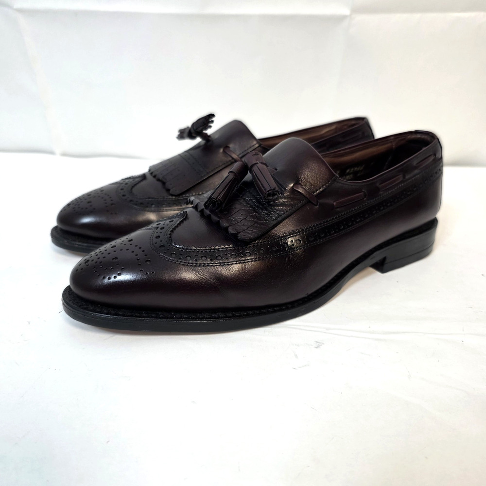 Allen Edmonds Arlington Mens 9 E Burgundy Wing Tipped Kiltie Tasseled Loafers